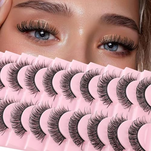 Sixstarhair Russische Künstliche Falsche Wimpern 3D Fake Lashes 10 Paar | D Curl Cateye Volume False Eyelashes Wiederverwendba Strip Lashes
