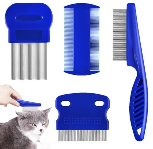 ZELHYEUU 4 Pcs Lice Comb, Stainless Steel Tooth Comb, Lice Removal Combs