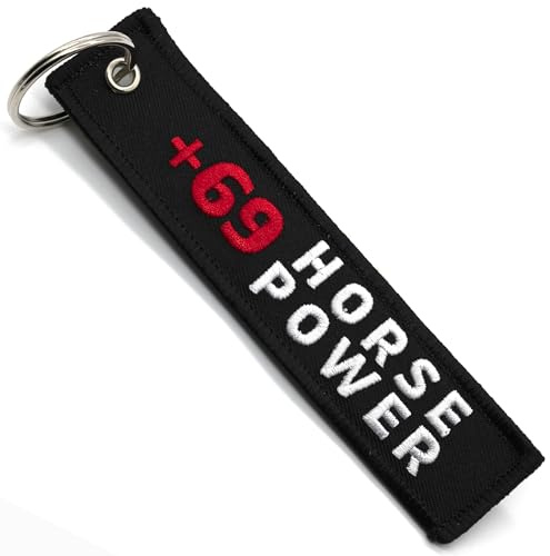 Porte Clef Moto - Cadeau pour Motard Porte-cle moto en Tissu +69 HORSE POWER, Accessoires pour Moto - Porte-clés Originaux - Cadeaux Originaux pour Motards