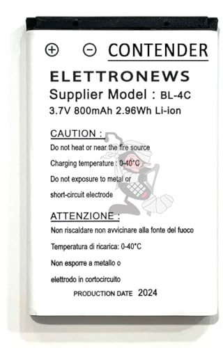 Batteria per Brondi Contender 800 mAh BL-4C Batteria Brondi Amico contender Nuova Produzione 2024