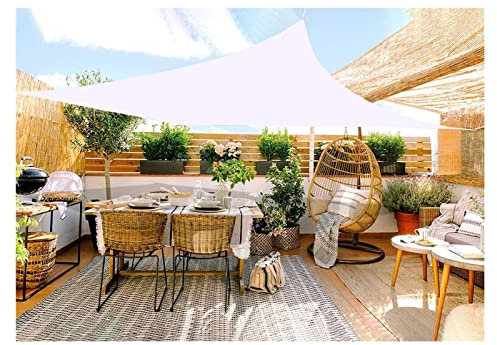 ROUYA Toldo de malla para exteriores de 4 x 6 metros, toldo de lona reforzada beige, bloquea el 95% de los rayos UV, malla de sombra al aire libre para patio, jardín, pérgola, cobertizo,