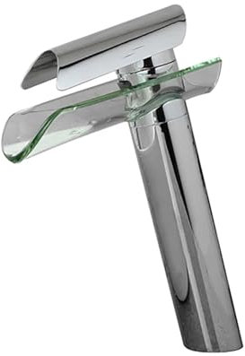 MYVVKIA Chrom Badezimmer Waschtisch Waschbecken Glas Wasserfall Auslauf Kalt-Warmwassermischer Messing Wasserhähne Deckmontage Wasserhähne, Küchenspüle Wasserhahn