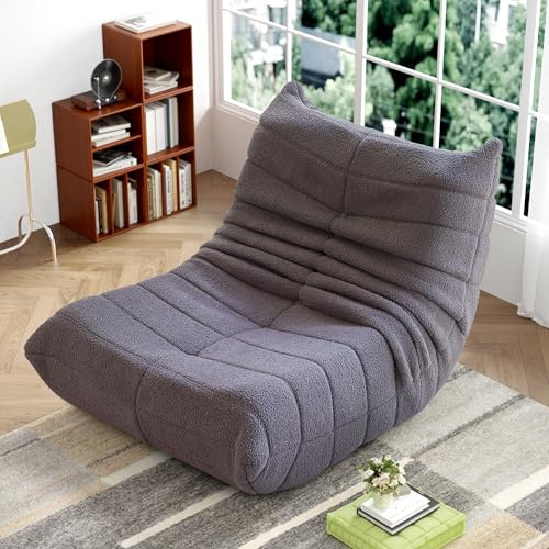 okwish Sitzsack Sofa Bodensofa, Bodenstuhl mit Rückenlehne, Lesesessel Bequem XXL, Lazy Sofa, Bean Bag Chair für Schlafzimmer Wohnzimmer, Liegesessel Grau