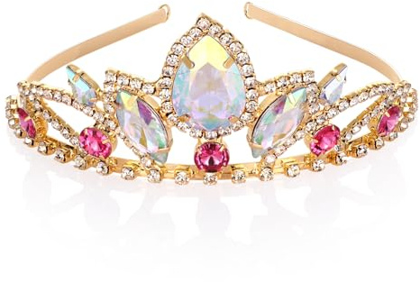 Couronne en cristal et diadème en strass Princesse Raiponce Pour mariage, costume Tangled, Halloween, cosplay, mariée, bal de fin d'année, cadeaux d'anniversaire