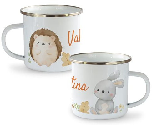 PHOTOCITY Tazza in Alluminio, Bambini, Personalizzata, Infrangibile, 295 ml (Riccio-coniglio)