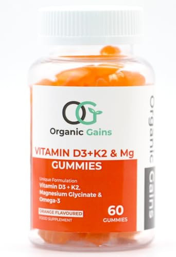 OG Vitamin D3 + K2, Magnesium Glycinate & Omega-3 Gummies | Vegan, Halal, Gluten-Free | Supports Strong Bones, Heart Health, Immune System, Joints & Better Sleep | Orange Flavor, 60 Gummies
