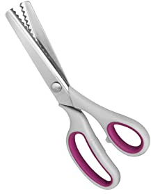 Kitchen Scissors Shears Scissors Serrated Scalloped Embroidery Sewing Tailor ZigZag Craft Cloth Cutter Fabric Scissor(Purple White)