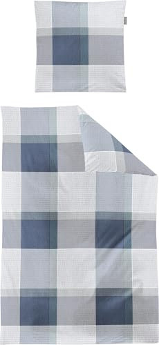 Irisette Ropa de cama Soft-Seersucker azul, tamaño 135 x 200 cm (80 x 80 cm)