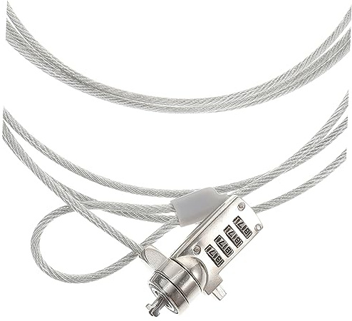 DOITOOL Blocco di Sicurezza per Laptop Cavo 1, 8m in Acciaio | Codice Digitale a 4 Cifre Reimpostabile, Lega di Zinco, Argento, Portatile Pulsante a Mano