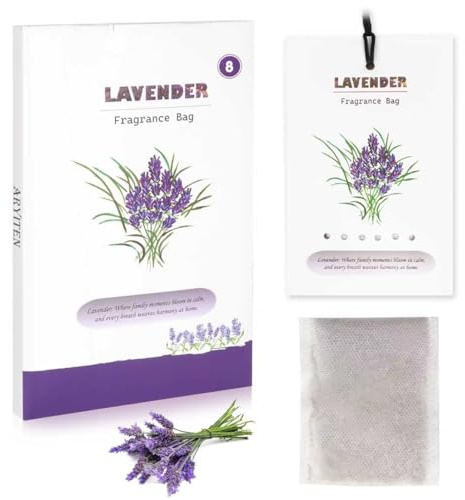 Aryiten 8 Packs Large Lavender Scented Sachets for Closet Deodorizer Drawers, Hanging Long Lasting Natural Air Freshener for Home