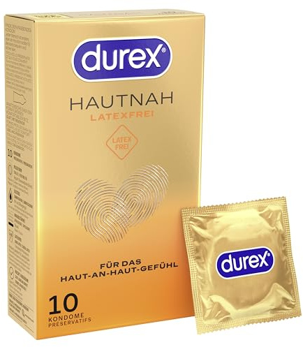 Durex Hautnah Latexfrei Kondome - Latexfreie Kondome aus Real-Feel-Material & mit anatomischer Easy-On-Form - Ohne Latex - 20er Pack (2 x 10 Stück)