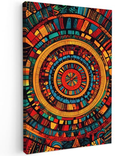 MuchoWow© Leinwand Bilder Wanddeko Wohnzimmer Aesthetic Room Decor Deko | 40x60 cm - Zimmer Wandbilder Modern Bild auf Mandala - Kreise - Muster