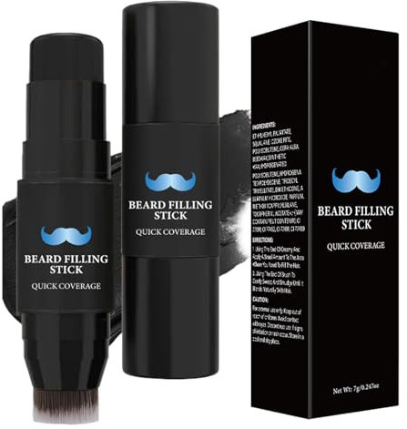 Relleno Para Barba Hombre | Estuche de Relleno y Cepillo para Barba - Tinte Antitranspirante 7g Duradera, Impermeable con Acabado Natural Resistente