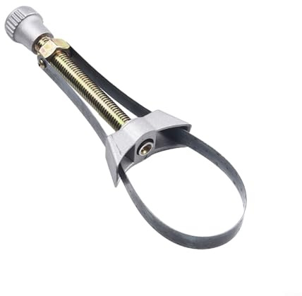Jotekonoby Herramienta de extracción de filtro de aceite ajustable, llave de correa de metal, llave de filtro de coche, herramienta de mano, con banda de acero de 360 mm, para mantenimiento del