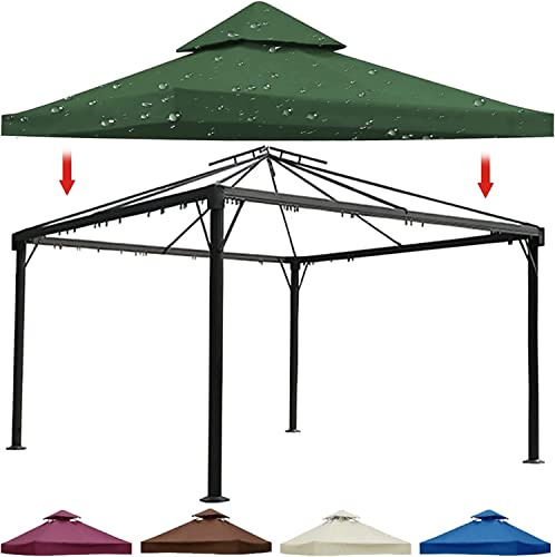 Cubierta de repuesto impermeable para pabellón de 2 niveles con parte superior ventilada para pérgola, terraza, parrilla, jardín, refugio, solución perfecta para exteriores