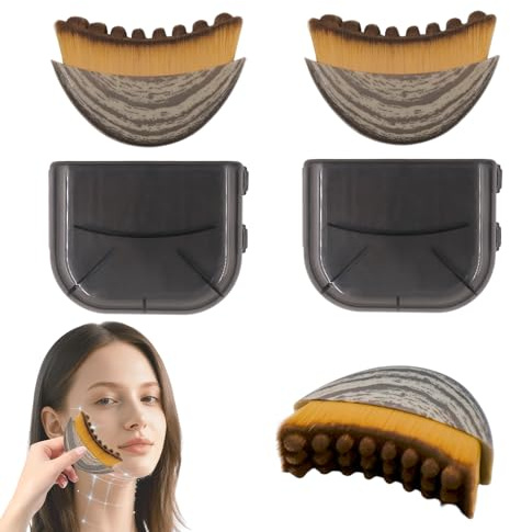 2Pcs Lymphatic Drainage Brush for Face, Lymphatic Contour Face Brush, Contour Brush for Chin and Jawline Sculpting, Ergonomically Designed, Skin-Fitting Facial Massage Tool
