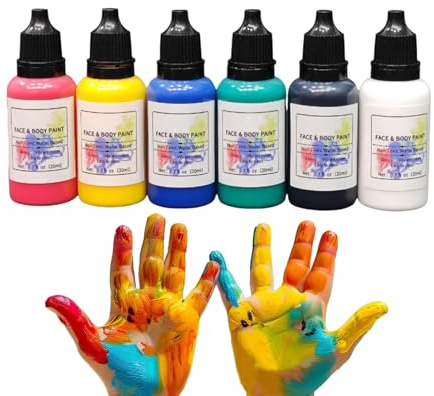Gesichtsbemalungsset | 6 Farben Bodypainting für Partys – wasserfest für Gesicht und Körper, für Kinder, Erwachsene, Unisex, Cosplay, Halloween, Weihnachten, Clowns, Männer und Frauen
