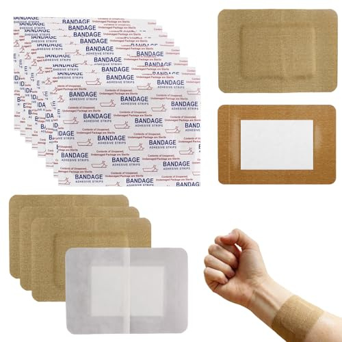 60 Pcs Large Adhesive Bandages 3 X 4 Inch Flexible Fabric Wound Care Bandages Extra Large Pads Breathable Protection for Knees Elbows Cuts Scrapes Daily First Aid