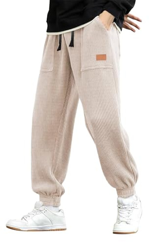 Pantaloni In Velluto Uomo, Kirakuco Pantaloni Giapponesi Velluto Uomo, Larghi Invernali Con Tasca Bodybuilding A Coste Eleganti Con Coulisse Jogging Streetwear Baggy Elastica Pantalonis Cachi, XXL