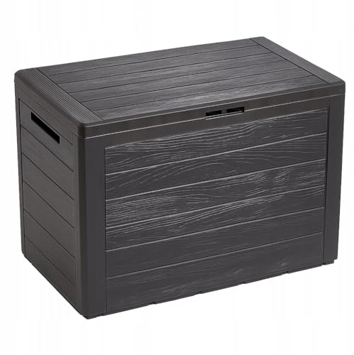 FEINZ Gartenbox 190 L Braun | Wetterfest, Holzoptik, abschließbar, einfacher Aufbau, für Balkon Garten Terrasse, pflegeleichter Kunststoff