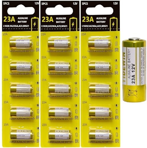 23A A23 12V Alkaline Batteries 15 Count Bulk Pack for Remote Controls Garage Door Openers Keyless Entry