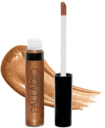 Palladio Lip Gloss, Non-Sticky Lip Gloss, Contains Vitamin E and Aloe, Offers Intense Color and Moisturization, Minimizes Lip Wrinkles, Softens Lips with Beautiful Shiny Finish, Sheer Bronze