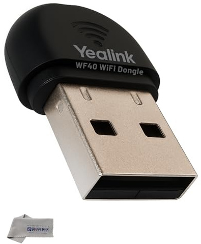 Yealink WF40 USB-WLAN-Dongle für SIP IP-Telefone (kompatible Modelle: T27G, T29G, T46G, T48G, T41S, T42S, T46S, T48S, T52S, T54S, Mikrofasertuch) #YEA-WF40USB-B