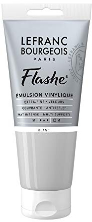 Lefranc Bourgeois 300535 Flashe Acrylfarbe & Vinylfarbe, hochpigmentiert, elastisch, lichtecht, alterungsbeständig, matt, für den Innen- & Außenbereich, 80ml Tube - Irisierendes Weiß