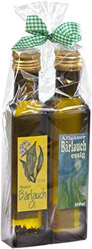 Geschenkset aus dem Allgäu | 250ml Bärlauchessig | 250ml Bärlauchöl | Aus frischem Bärlauch | Liebevoll verpacktes Geschenkset (2x250ml)