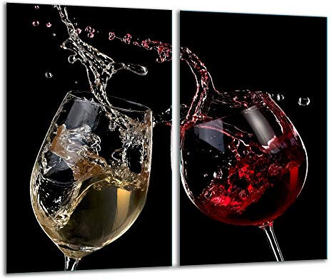 TMK ArtDeko Herdabdeckplatte 2 Teilig 30x52 cm - Spritzschutz Herdabdeckung – Herdschutz aus Sicherheitsglas – Robust, Hygienisch & Rutschfest– Schutz für Induktion, Ceran, Gas & Elektro