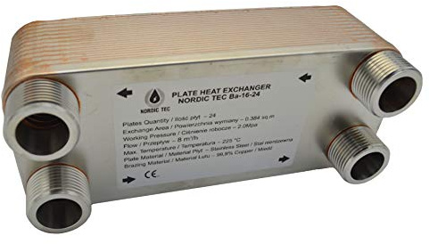 Edelstahl Plattenwärmetauscher Wärmetauscher Nordic Tec Ba-16-24 24 Platten 100kW 1”