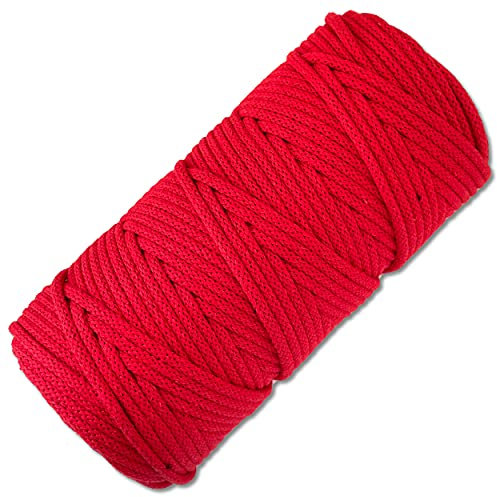 Baumwollkordel 100 Meter in 5 mm Makramee Kordel Baumwollseil Schnur Basteln DIY Schnur Turnbeutel (Rot 019)
