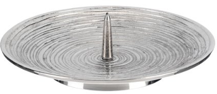 Kerzenteller Spiral Design Messing vernickelt Silber mit Dorn für bis Ø 12 cm Kerzen