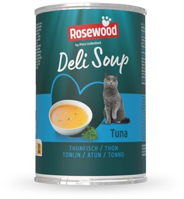 Rosewood Deli Soup Thunfisch – Köstlicher Katzensnack als Brühe mit weichen Thunfischstückchen, ohne Zusatz von Salz oder Zucker, ohne künstliche Zusatzstoffe, 135 ml