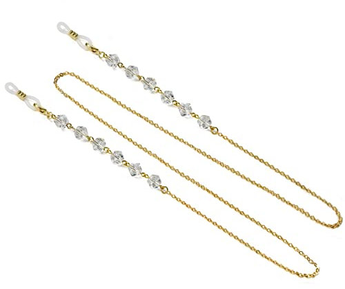 DNLKWGO Kristalle Sonnenbrillenband Halter Metall Brillenkette Brillenhalter Kette für Frauen Mädchen, weiß, One size