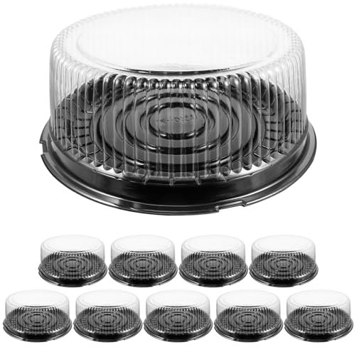 Operitacx 10Pcs Clear Pet Cake Containers with Lids 8-Inch Round Cheesecake Packaging Box for Desserts Pastries and Gifts