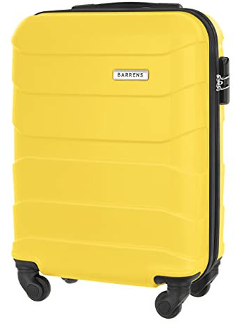 BARRENS Valigia Bagaglio a Mano 55x40x20 - Trolley Cabina Rigido in ABS - 4 Ruote 360° - Piccola Valige Cabin Size 34 L (Giallo)
