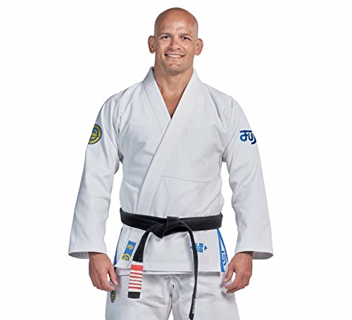 FUJI Flow-Tech Brazillian Jiu-Jitsu Gi; lätt BJJ-uniform ultimat andningsförmåga, Vitt, A4