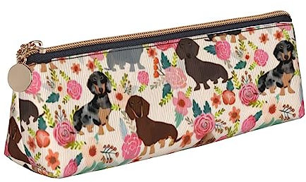 OPSREY Lustiges Federmäppchen mit Mops-Motiv, bedruckt, dreieckig, für Schreibwaren, Dackel, Einheitsgröße, Münzbeutel