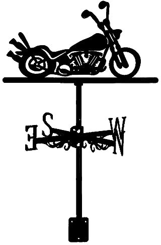 UZSPAC Wetterhahn für Garten Metall Motorradform Wetterfahnen Outdoor Garten Yard Dekoration Windrichtungsanzeiger Schwarzes Finish