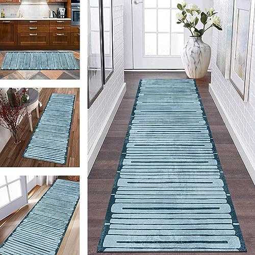 Läufer Teppich Küche Lang Flur rutschfest Küchenteppich Teppichmatten 120X250CM Küchenläufer Türkis Korridor Teppichläufer Waschbar Meterware Flurläufer Wohnzimmer Schlafzimmer Breite 40-120cm