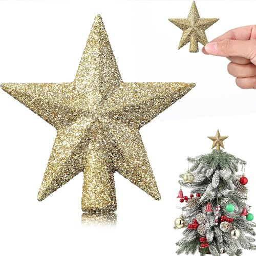 Étoile Noël Sapin Topper, Cimier, 6 cm, Mini Décor pour Arbre