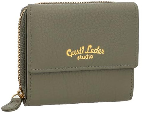 Gusti Leder Damen Portemonnaie Brigitta - RFID-Schutz Kartenetui Geldbörse klein Kreditkartenhalter Saffiano Leder Grau mit sicherem Verschluss und elegantem Design