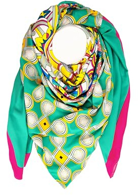 GLORIS Damen Tuch Schal mit auffälligem buntes Muster - Halstuch, Kopftücher, Hijab - Perfekt für Frühling Herbst und Winter - viskose 135 * 135 cm.