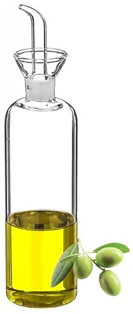 SNOWDVANCE Aceitera Antigoteo Cristal - Vinagrera de Vidrio Transparente para Cocina, Mesa Comedor Dispensador Multifuncional (500ml)