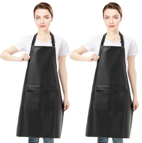 Gliitatu Gummischürze Metzgerschürze Fleischerschürze Schlachterschürze Schürzen Gastronomie Küchenschürze Herren Schürzen Gastronomi Wasserdichte Schürze Mit Zwei Tasche (2, Schwarz-Nackenband)