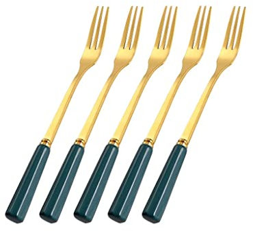 GaRcan Ensemble de Couverts Fourchette à Fruits en Acier Inoxydable, pour fourchettes à Salade/fourchettes à Dessert ménagères avec Pot de Rangement en céramique, Ensemble d'argenterie
