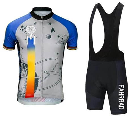 KAISUN Herren Kurzarm Radtrikot + Radhose mit Sitzpolster, Bequemes Schweißableitendes Fahrrad Jersey Set für MTB Rennrad Radsport (Color : TYP-5, Size : XXL)