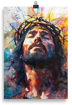 Medialess Jesus Poster ungerahmt – Modernes christliches Wandbild Wohnzimmer | Tranquil Messiah: Ein Licht der Hoffnung | Jesus Bild Kunstdruck Geschenk Taufe Konfirmation