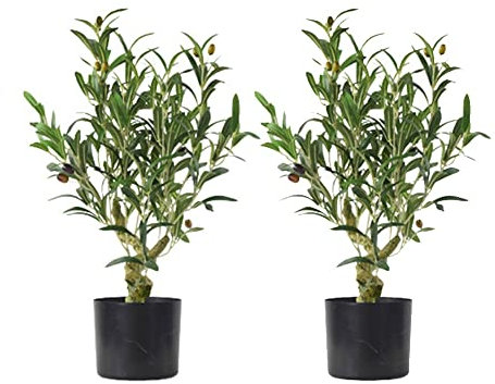 Arbre Artificiel 2 pièces Olivier Artificiel avec Jardinière Grandes Branches d'olivier Faux et Arbre Artificiel de Fruits pour la décoration de Bureau à Domicile (Taille : 60 cm)